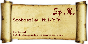Szoboszlay Milán névjegykártya