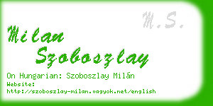 milan szoboszlay business card